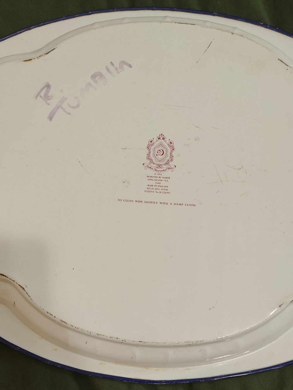 daher Decorated Ware Blue And White Metal Oval Serving Tray - Picture 7 of 7